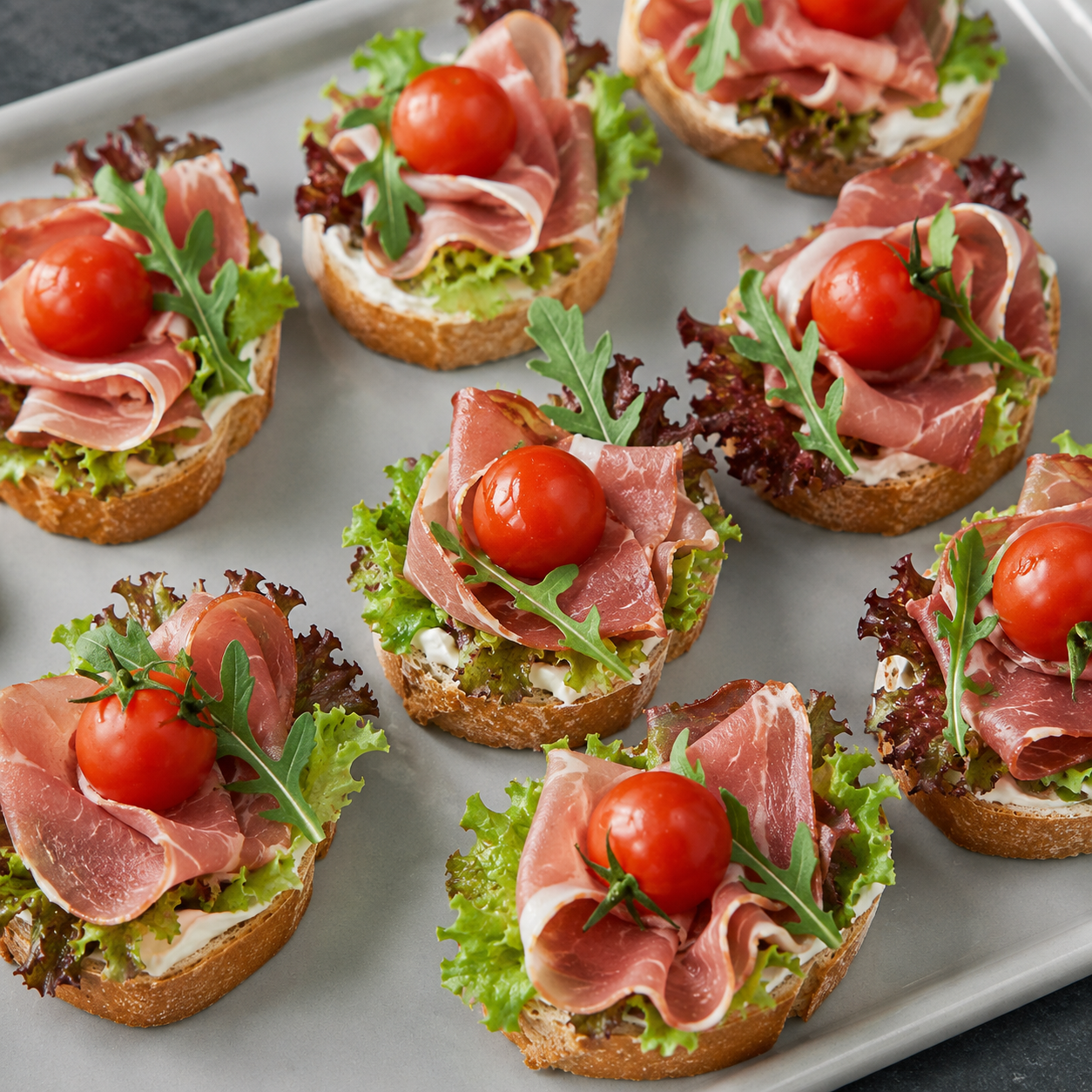 Canapés, Roher Schinken