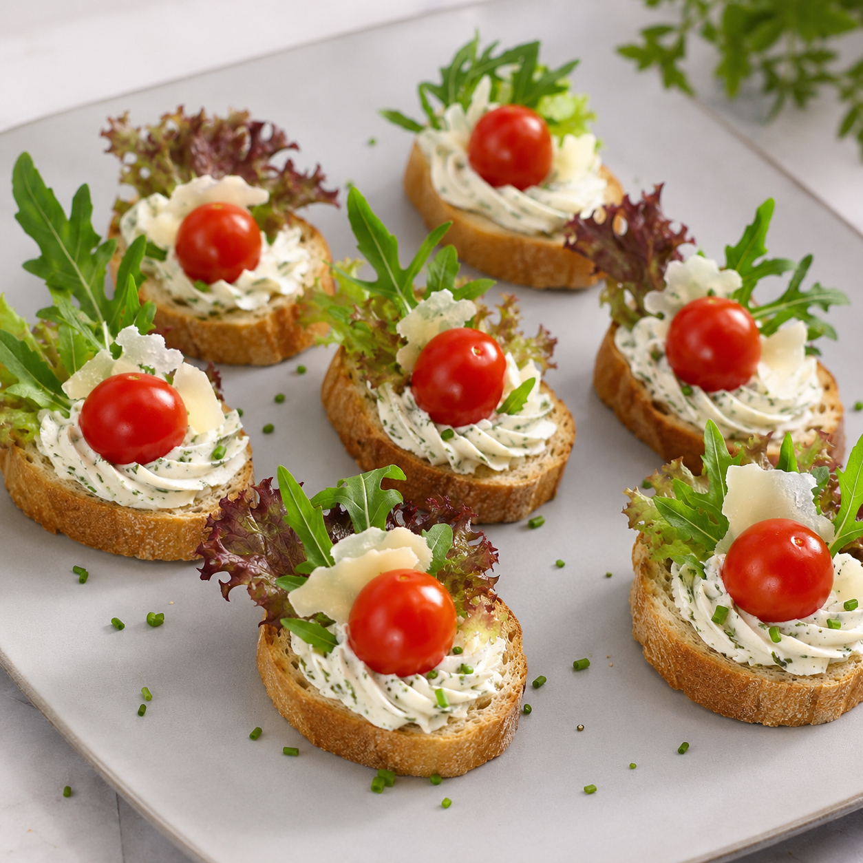 Canapés, Frischkäse mit Kräutern