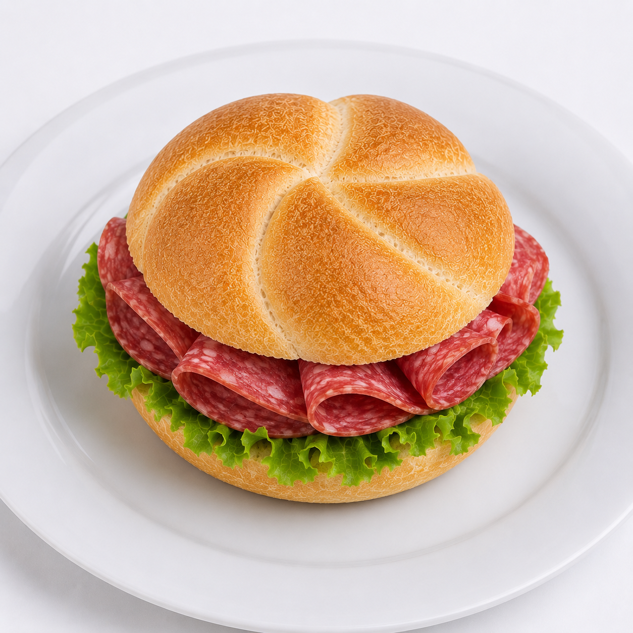 Ganze belegte Brötchen, Salami