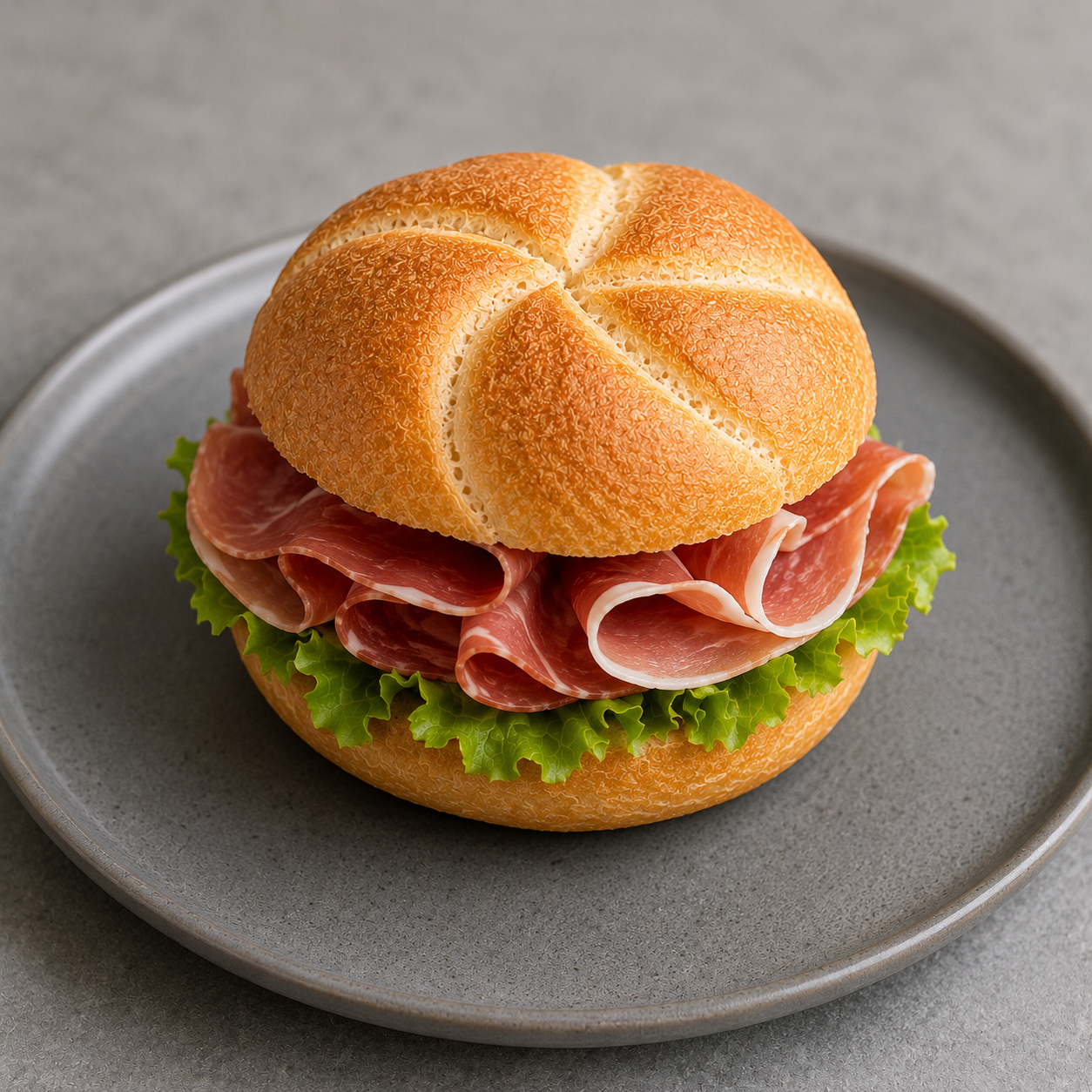 Ganze belegte Brötchen, Roher Schinken
