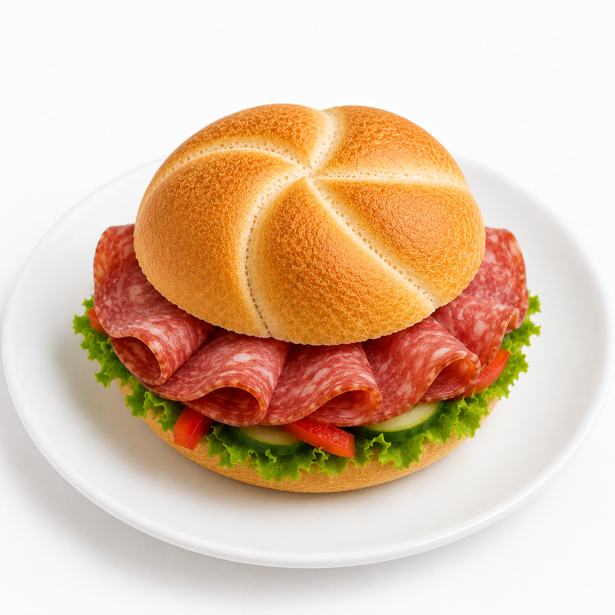 Ganze belegte Brötchen, italienische Salami