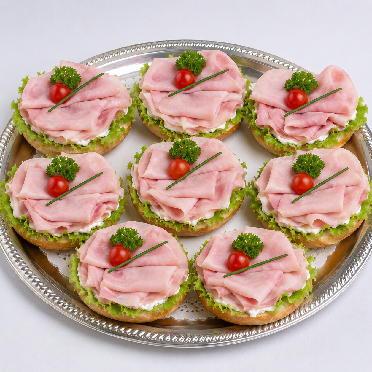 Halbe belegte Brötchen, Kochschinken