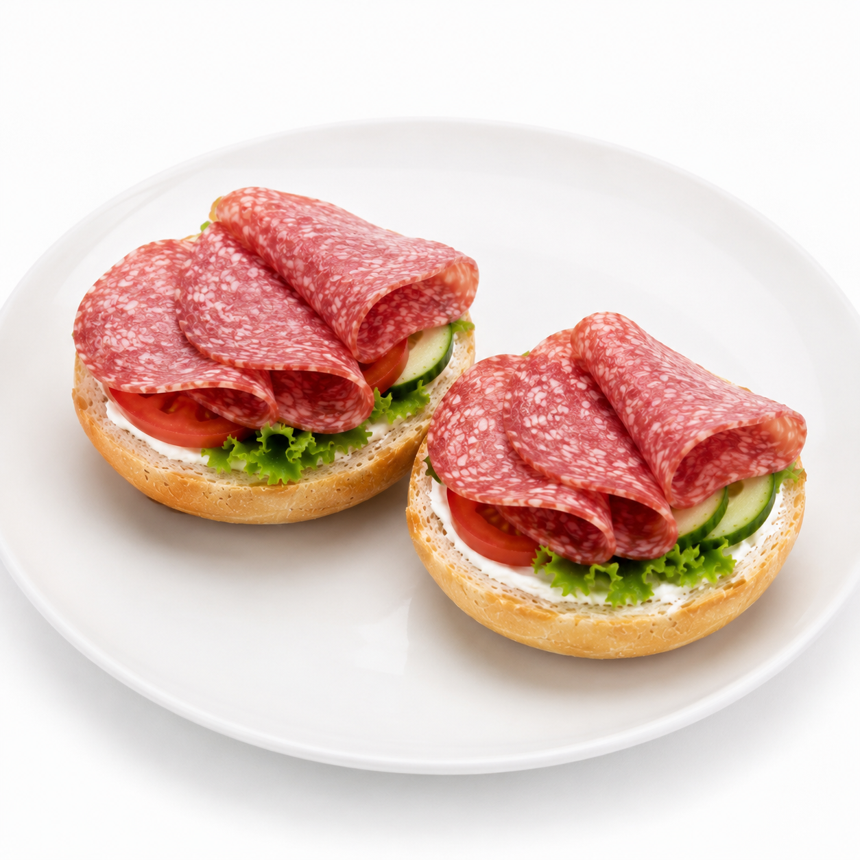 Halbe belegte Brötchen, italienische Salami