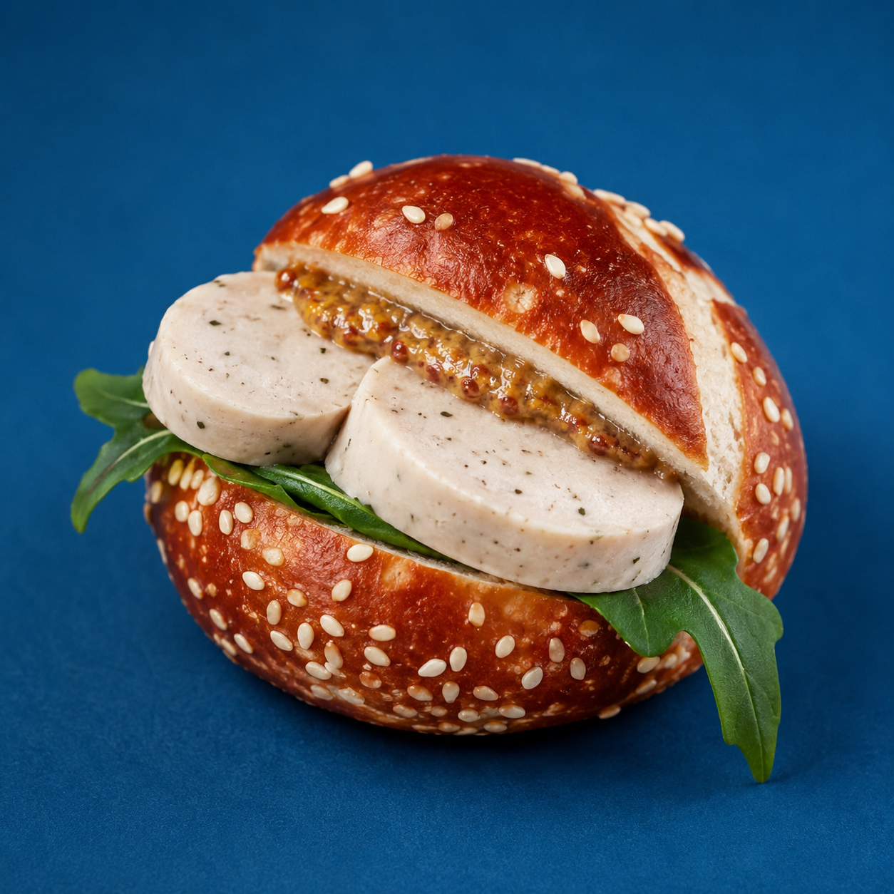 Belegte Mini-Laugenstangen, Weißwurst & Süßer Senf