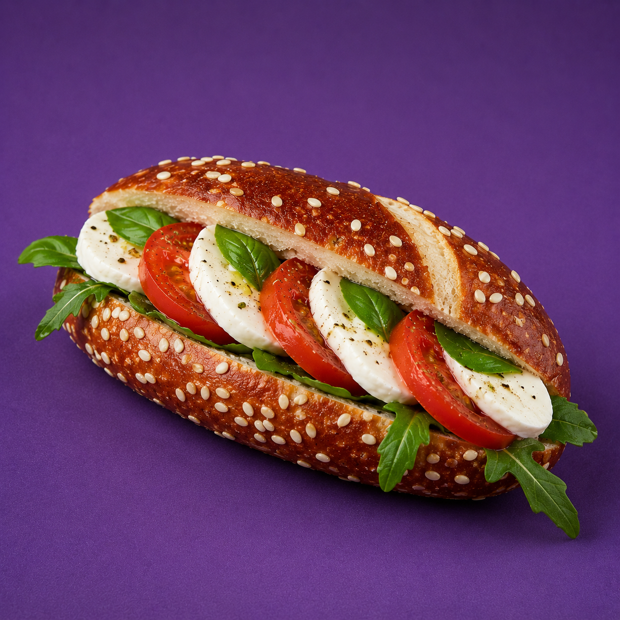 Belegte Mini-Laugenstangen, Tomate-Mozzarella