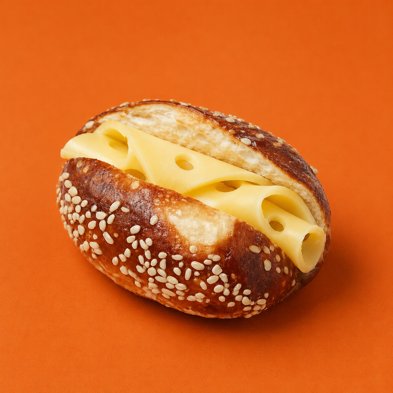 Belegte Mini-Laugenstangen, Emmentaler