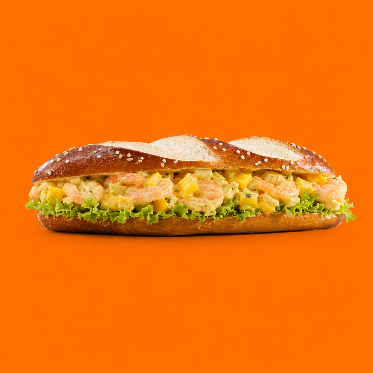 Belegte Laugenstangen, Curry-Mango-Shrimps-Cocktail