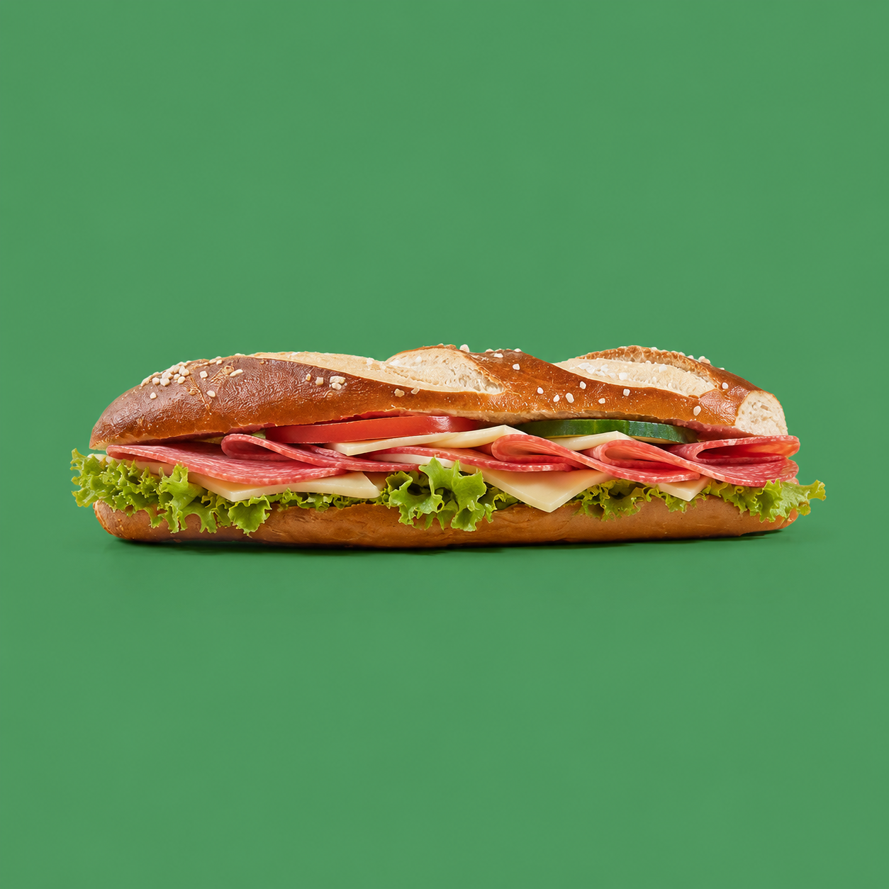 Belegte Laugenstangen, Salami