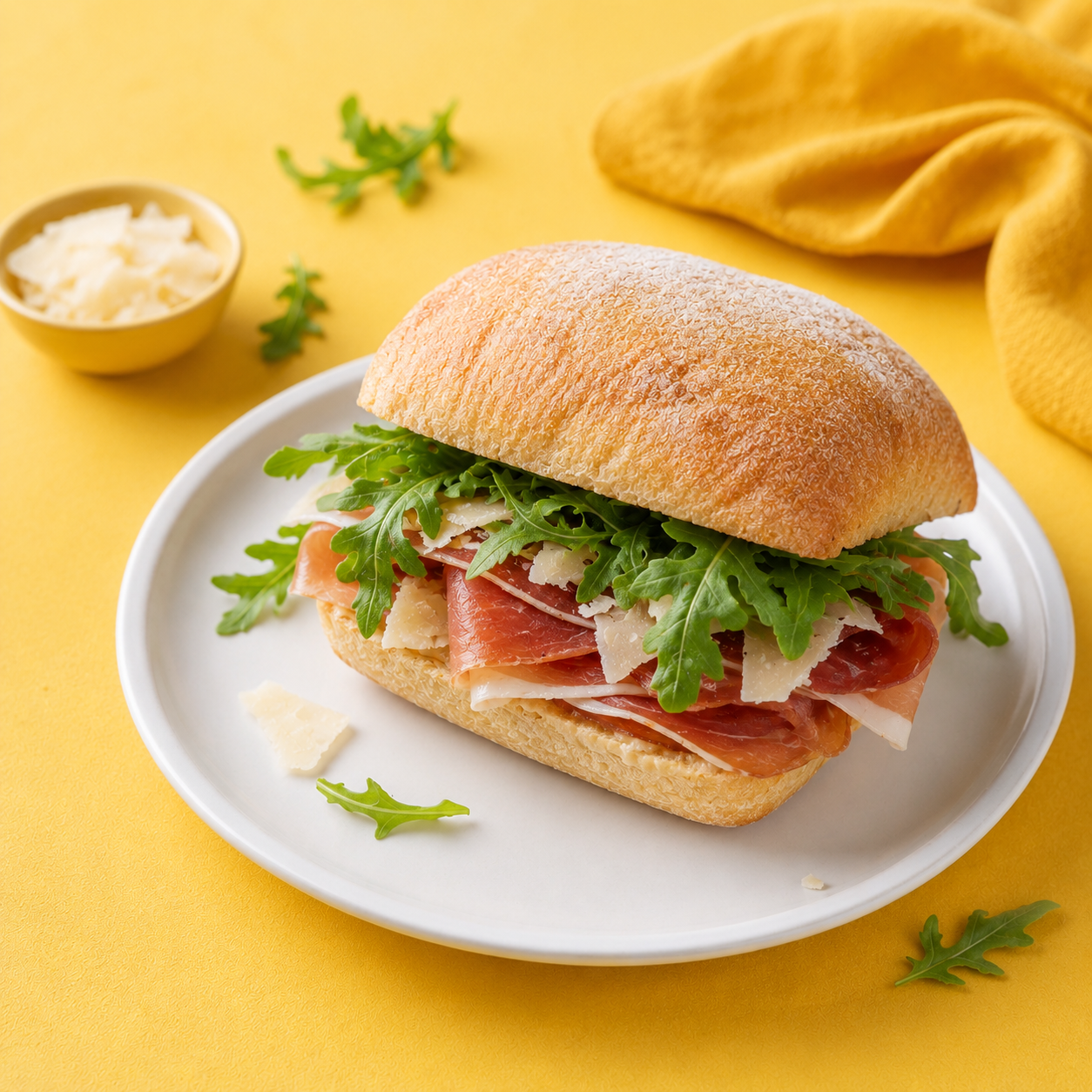 Mini-Ciabatta, Parmaschinken, Rucola, Grana Padano