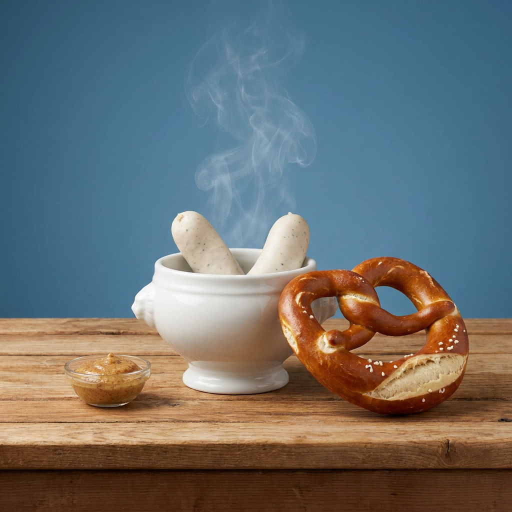 1 Paar Weißwürste mit Breze und süßem Senf