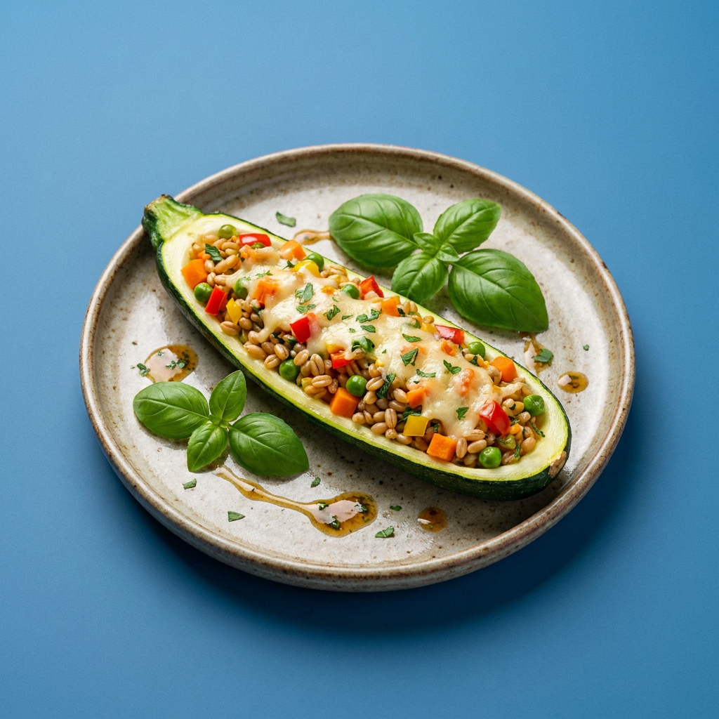 Zucchini gefüllt mit Gemüse-Ebly