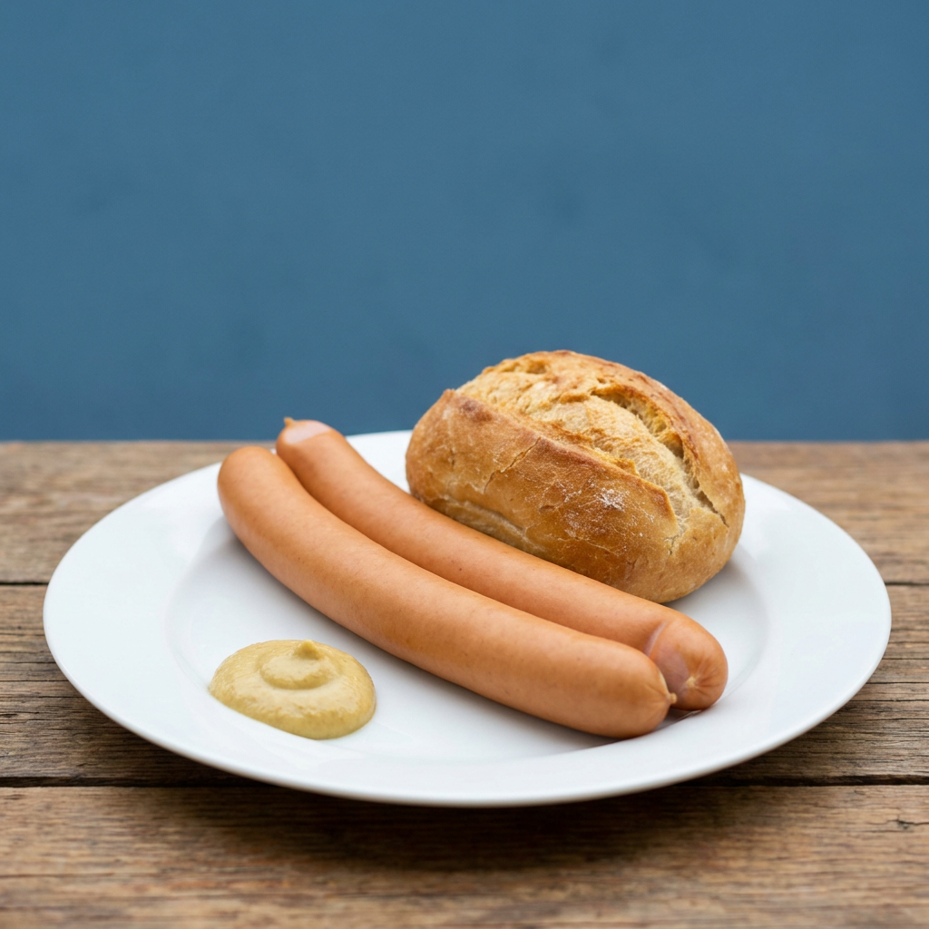 1 Paar Wiener mit Brötchen & Senf
